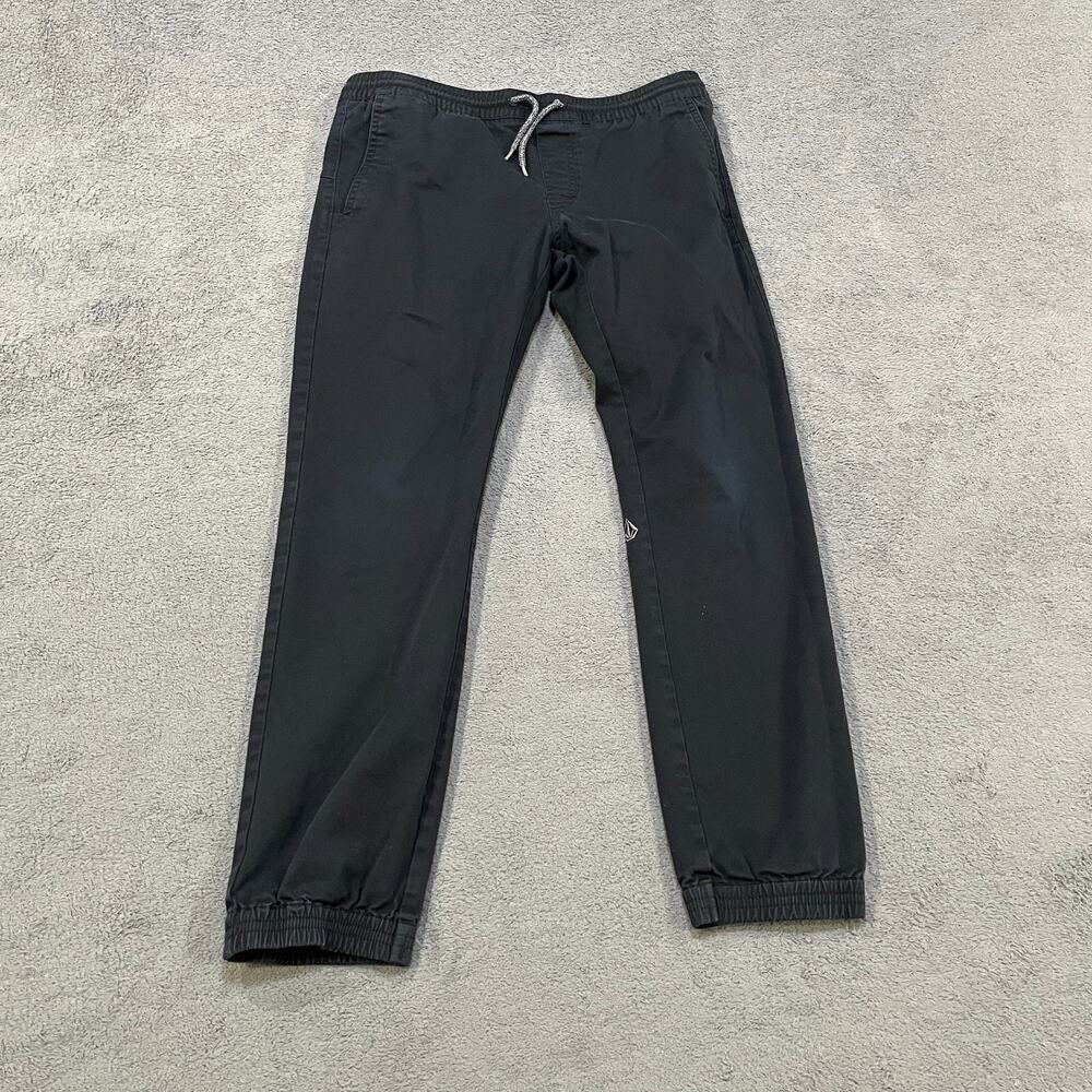 Volcom Black Drawstring Cotton Jogger Activewear Sweatpants Kids Size XL